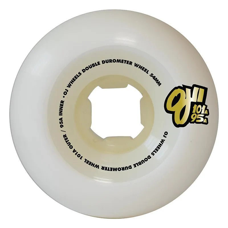 OJ 53mm 101a/95a Double Duro White Mini Combo Skateboard Wheels 4pk