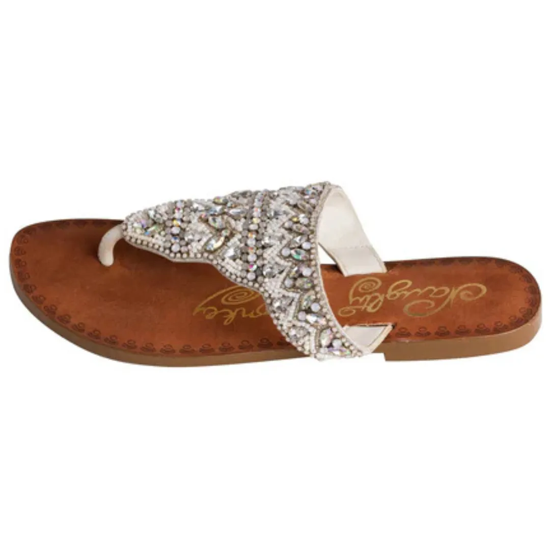 Online Exclusive | Loving U Beaded Sandals in White