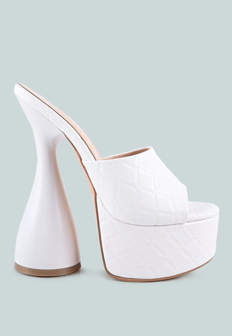 Oomph Quilted Hourglass Heel Platform Sandals