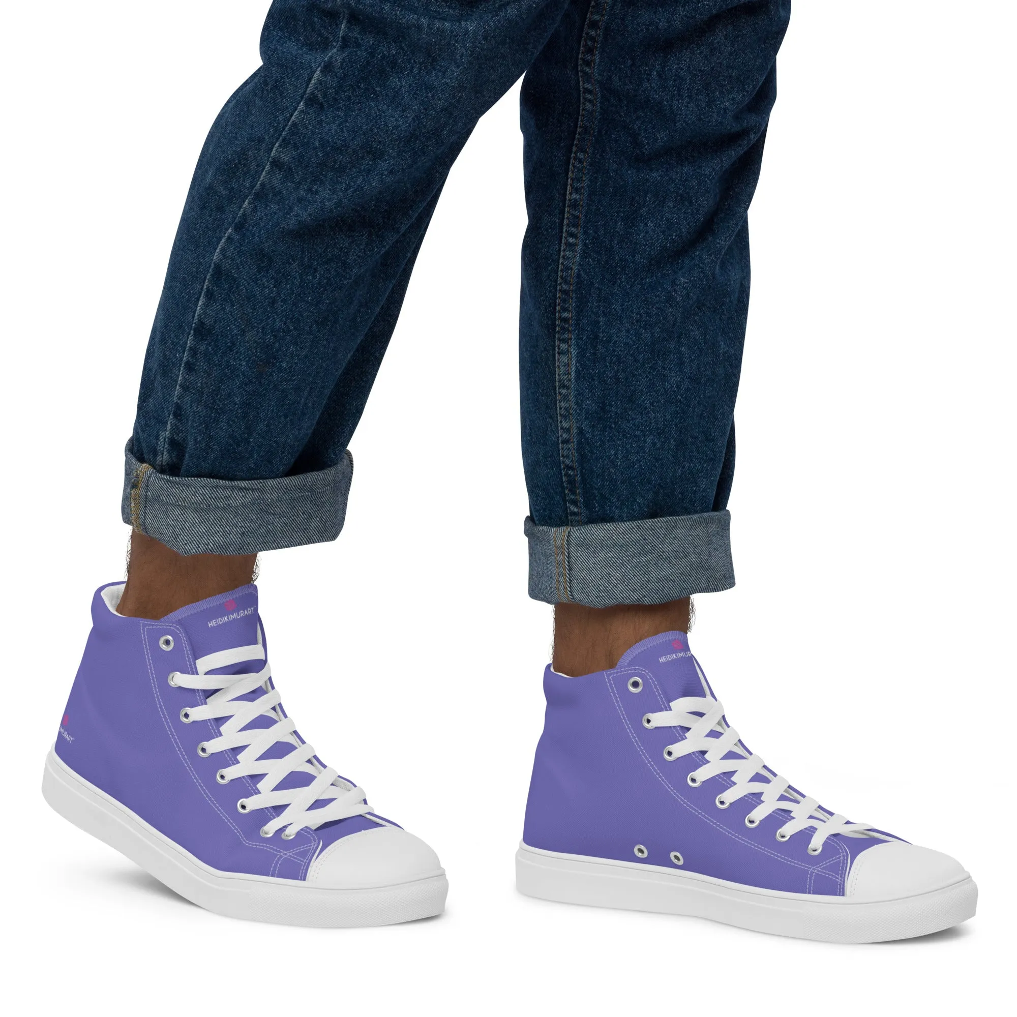 Pastel Purple Men's Sneakers, Modern Minimalist Designer Men's High Top Tennis Shoes  (US Size: 5-13)