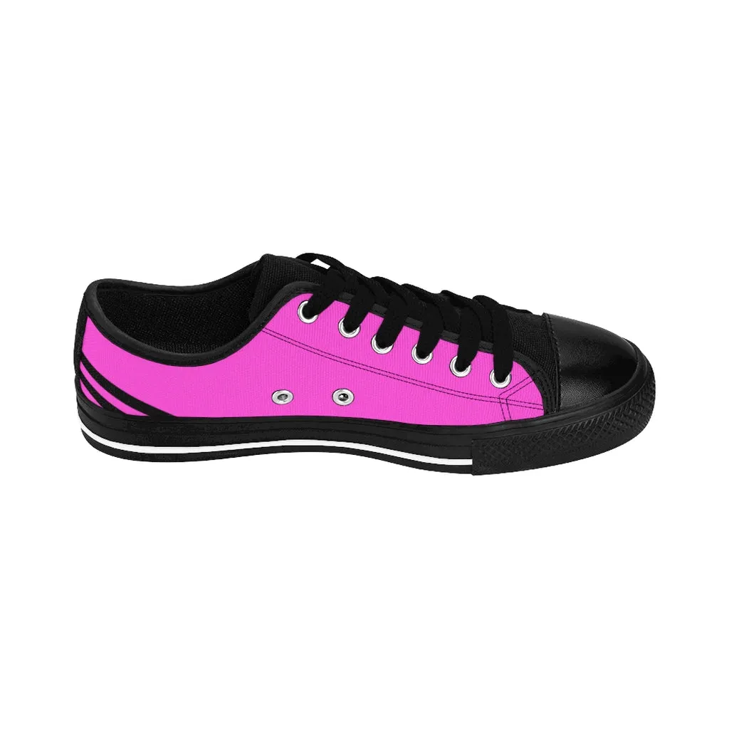 Pink Black Striped Women's Sneakers, Modern Stripes Tennis Shoes For Ladies (US Size: 6-12)