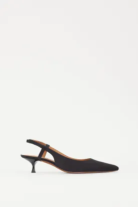 Polo Black Satin Slingback Heel