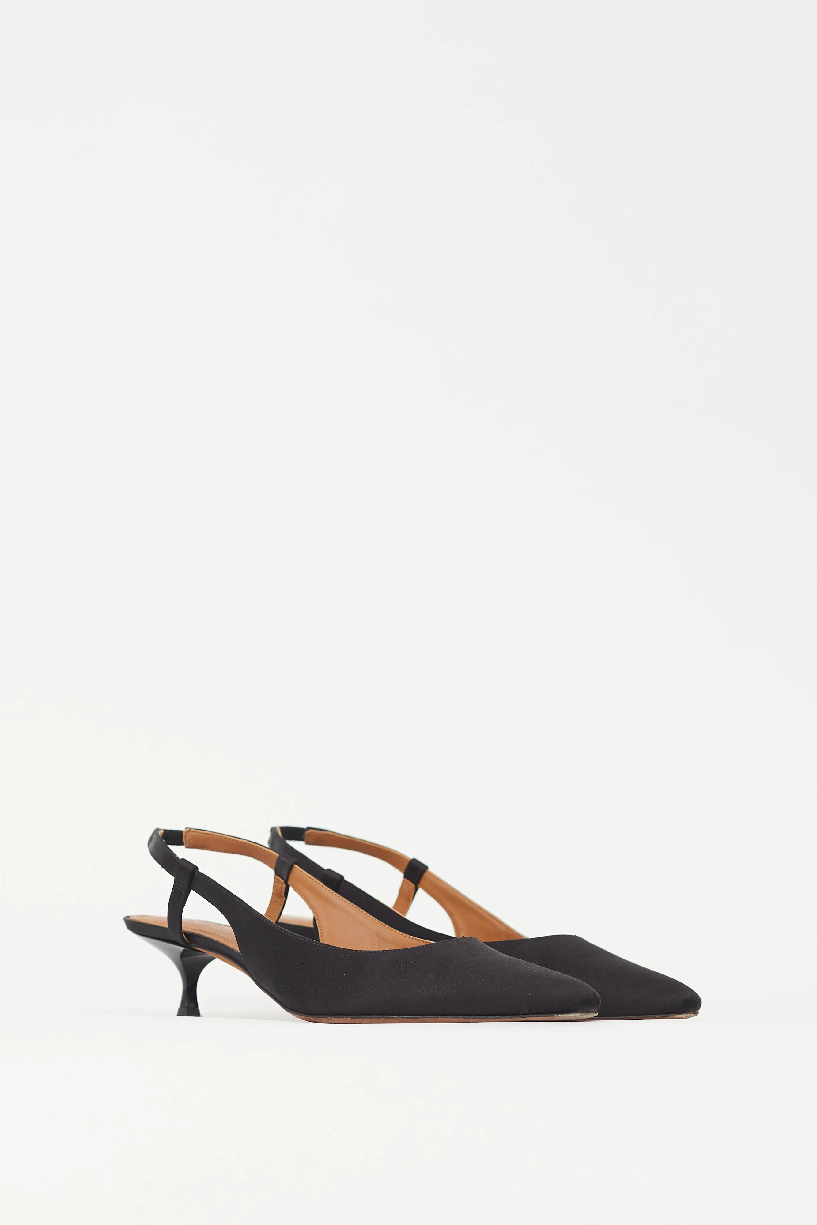 Polo Black Satin Slingback Heel