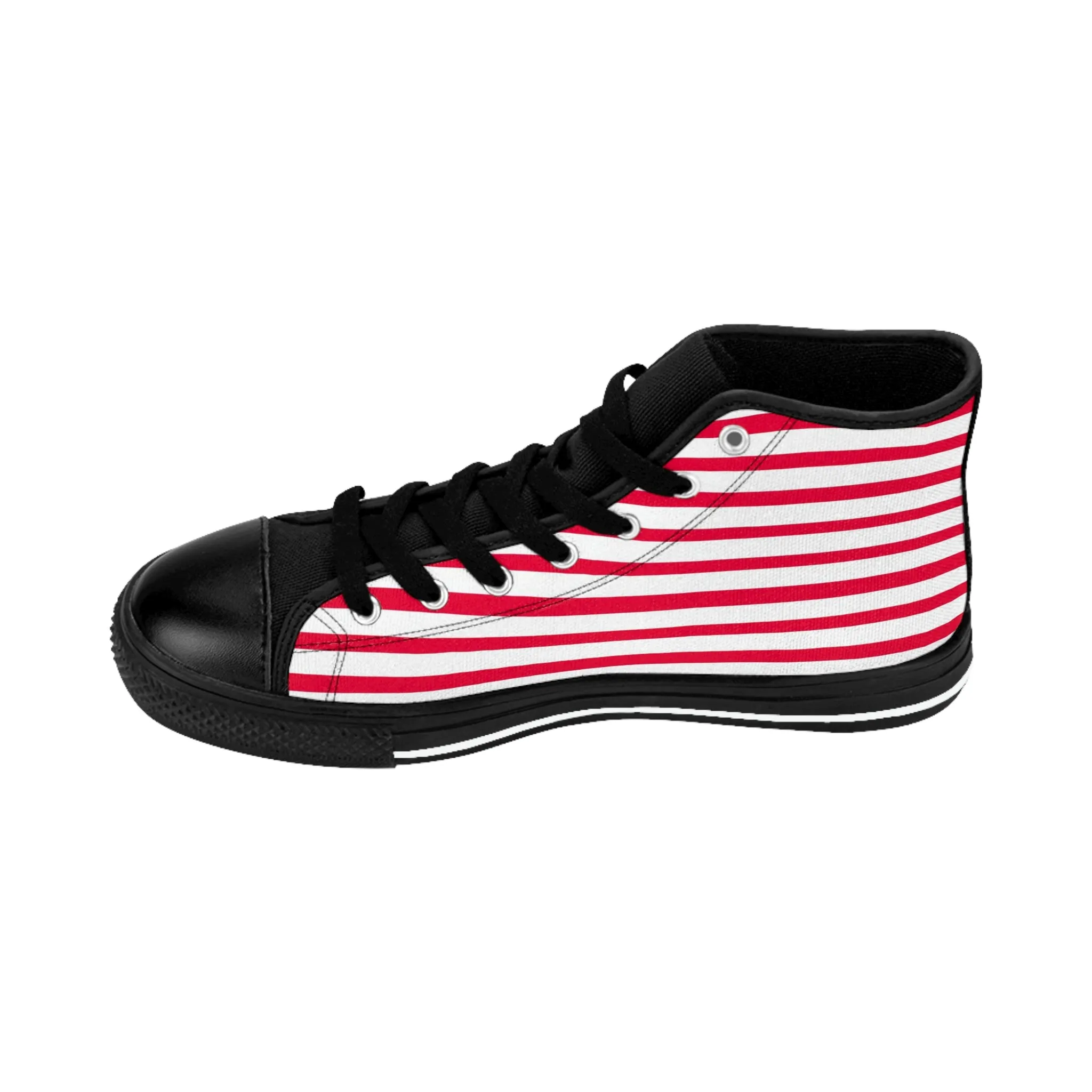 Red White Striped Men's Sneakers, Red Modern Stripes Men's Designer Tennis Running Shoes (US Size: 6-14)