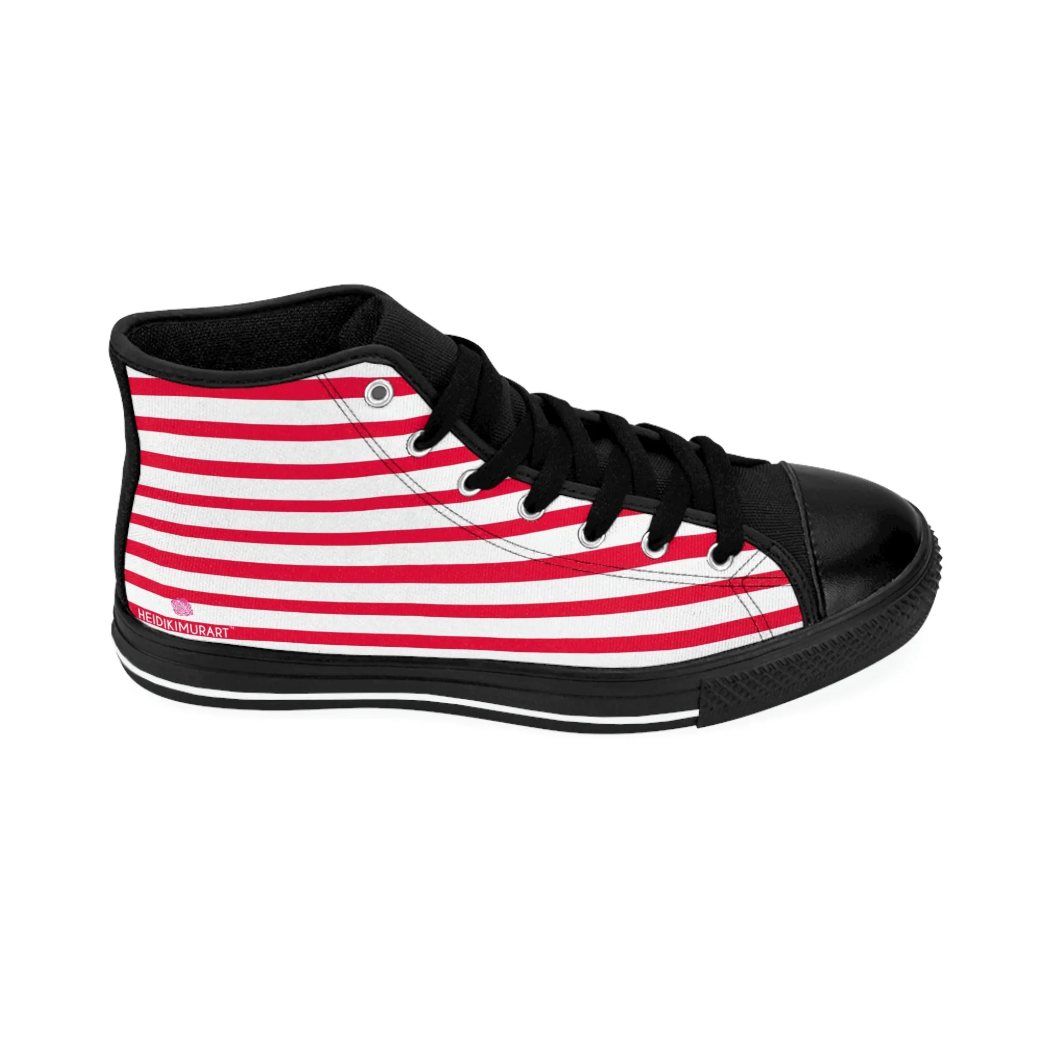 Red White Striped Men's Sneakers, Red Modern Stripes Men's Designer Tennis Running Shoes (US Size: 6-14)