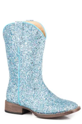 Roper Kids Girls Blue Faux Leather Glitter Galore 9In Cowboy Boots