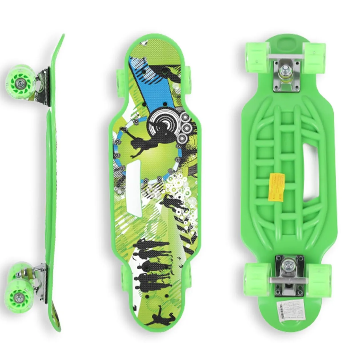 STRAUSS Cruiser Skateboard| Penny Skateboard | Casterboard | Hoverboard | Anti-Skid Board with High Precision Bearings | Wheels with Light |Ideal for 8 Years and Above (31 X 8 Inch), (Vibrant Green)