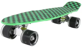 STRAUSS Cruiser Skateboard| Penny Skateboard| Casterboard| Hoverboard|Anti-Skid Board with ABEC-7 High Precision Bearings|PU Wheel with Light |Ideal for 8 Years and Above,22 X 6 Inch,(Checkered Green)