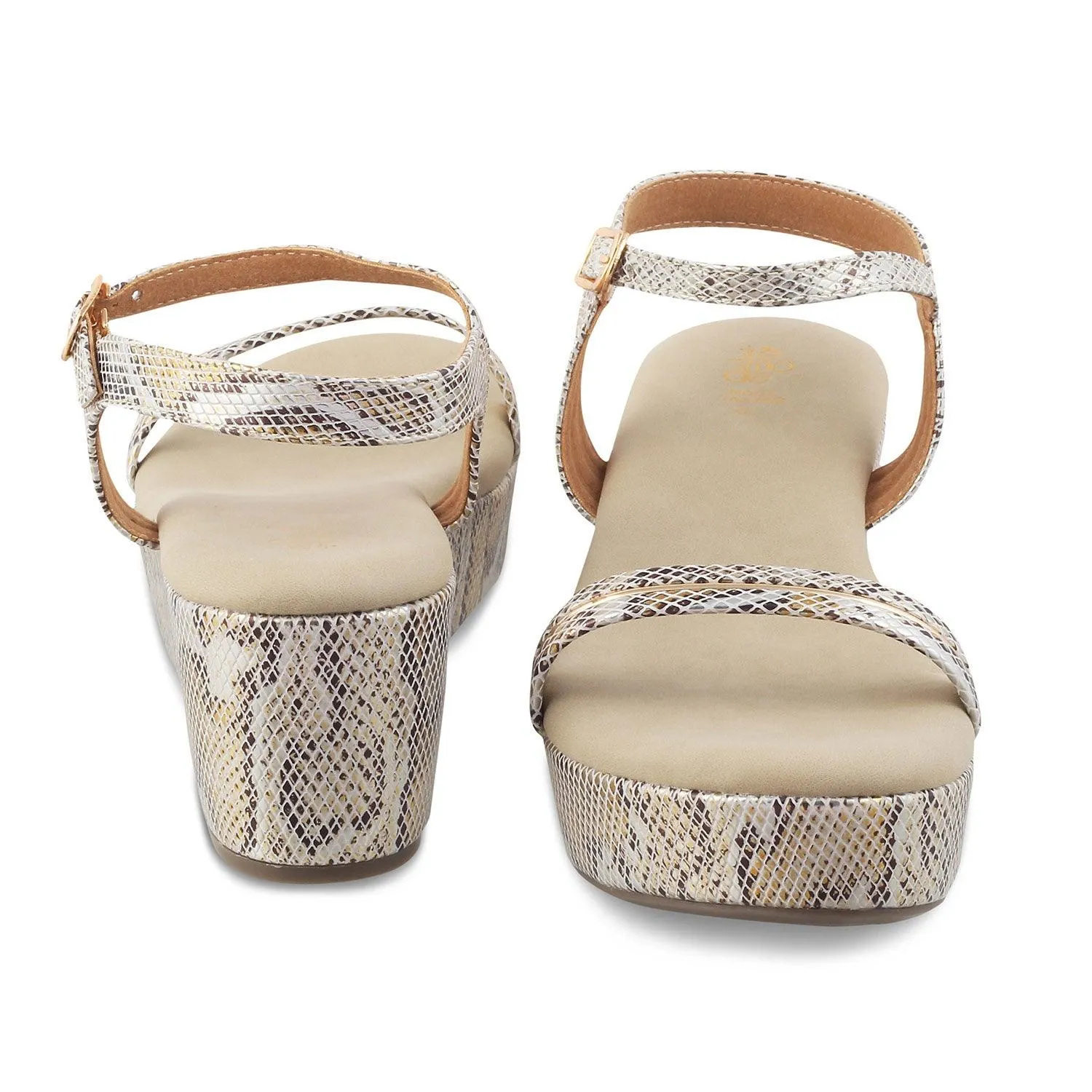 The Anger Gold Women's Dress Wedge Sandals Tresmode