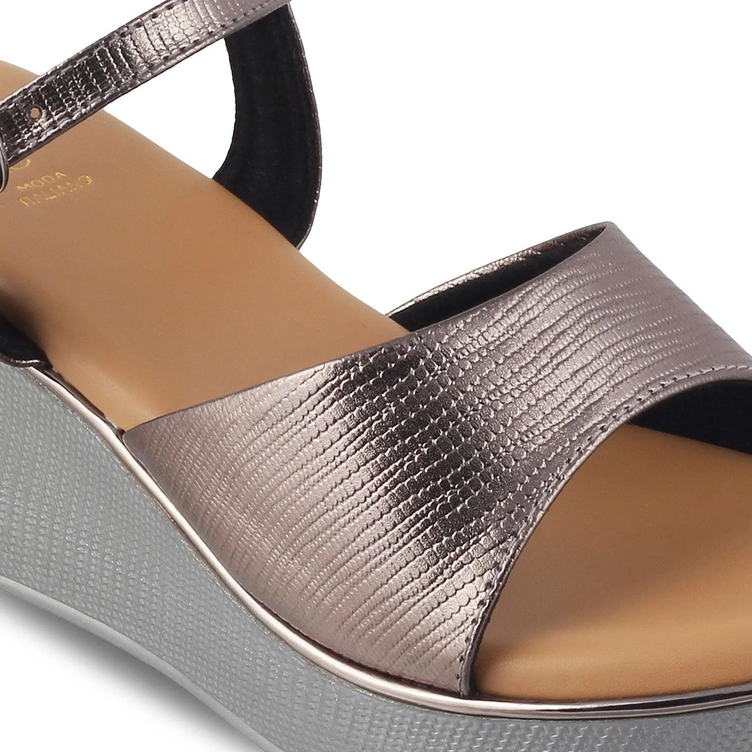 The Bannes Pewter Women's Dress Wedge Sandals Tresmode