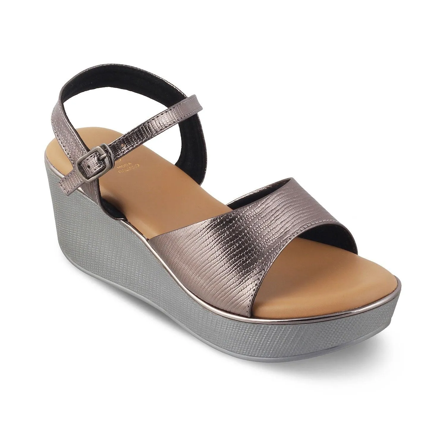 The Bannes Pewter Women's Dress Wedge Sandals Tresmode