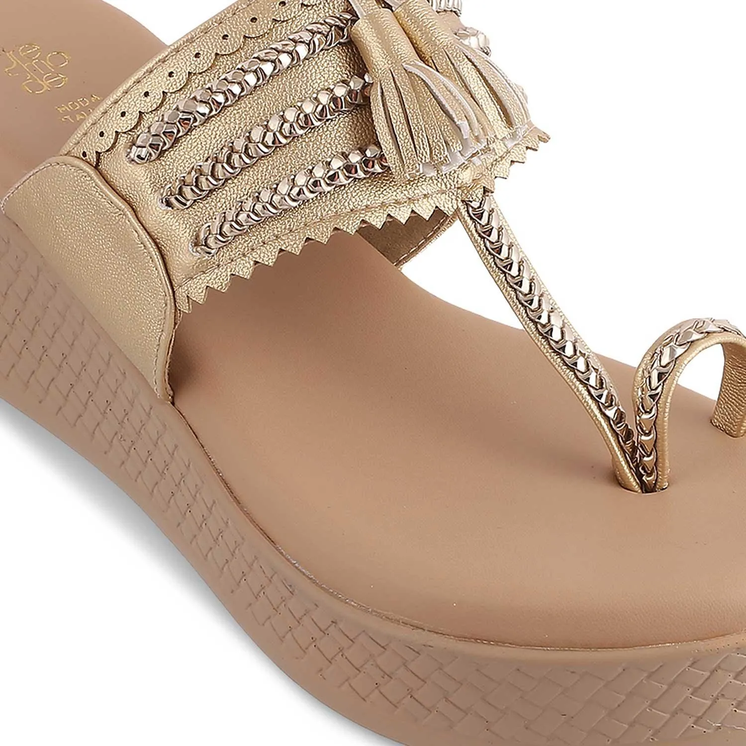 The Makol Gold Women's Dress Wedge Sandals Tresmode