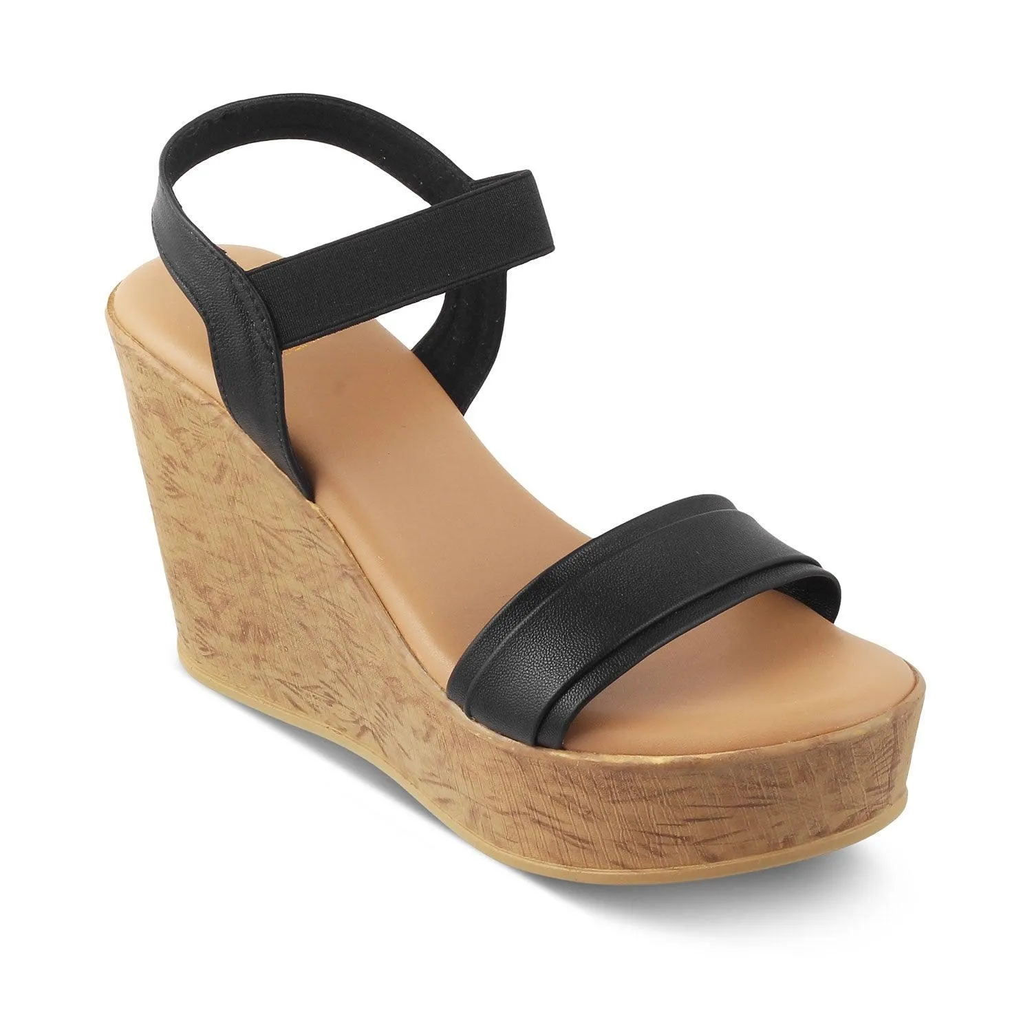 The Parigi Black Women's Dress Wedge Sandals Tresmode