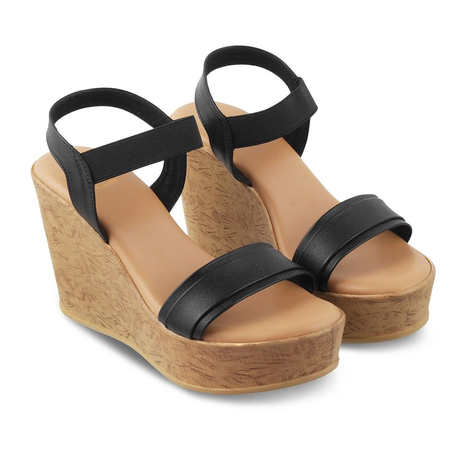 The Parigi Black Women's Dress Wedge Sandals Tresmode