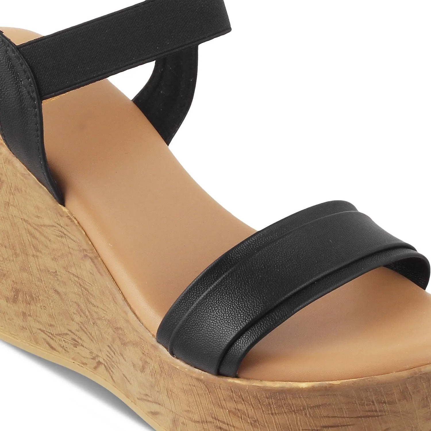 The Parigi Black Women's Dress Wedge Sandals Tresmode