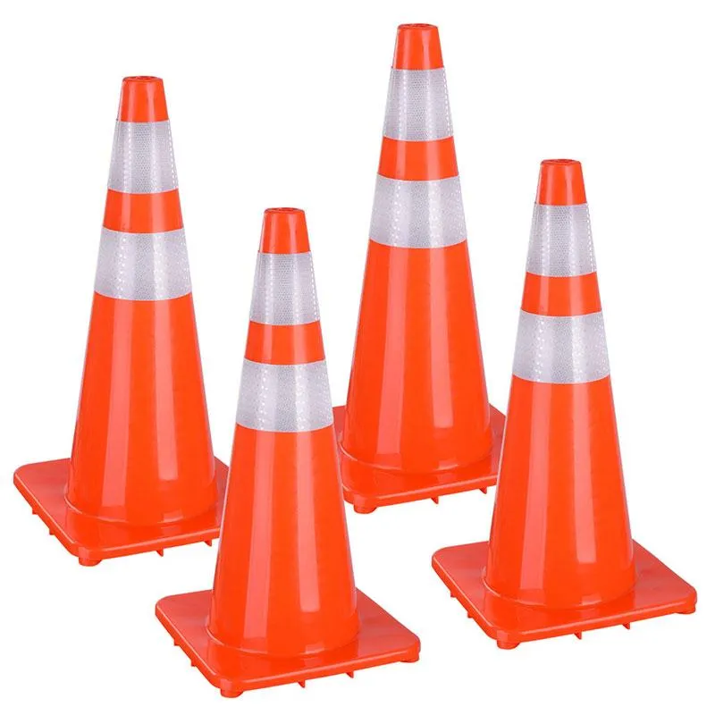 TheLAShop 28" Traffic Cones 4Pcs Reflective Collars Overlap