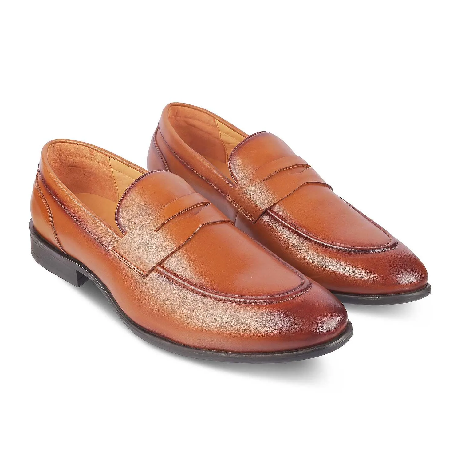 Tresmode Dawson Tan Men's Leather Penny Loafers