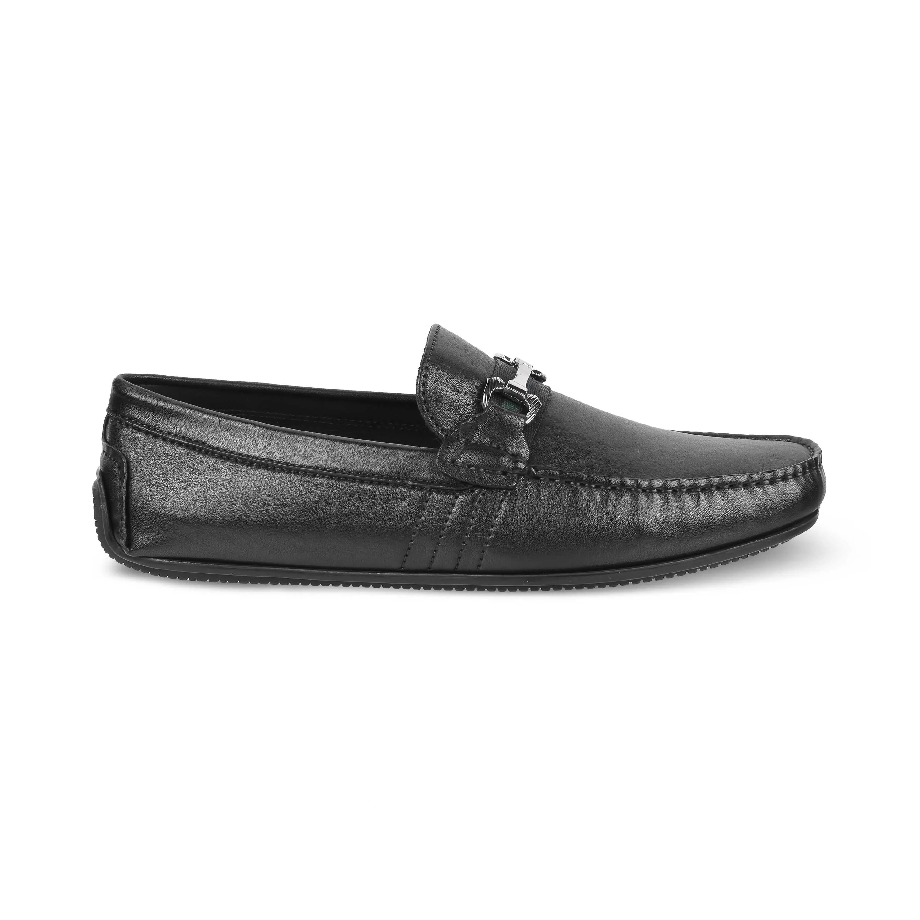 Tresmode Leavre Black Men's Leather Driving Loafers