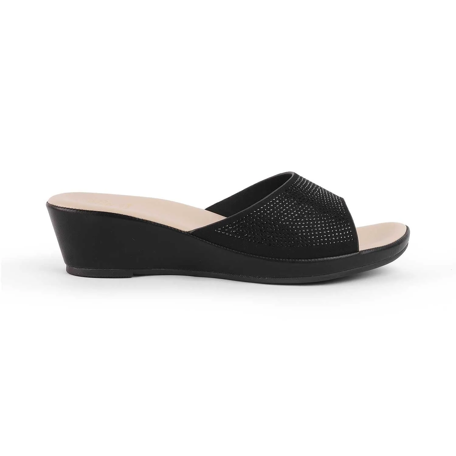 Tresmode Treyork Black Women's Dress Wedge Sandals