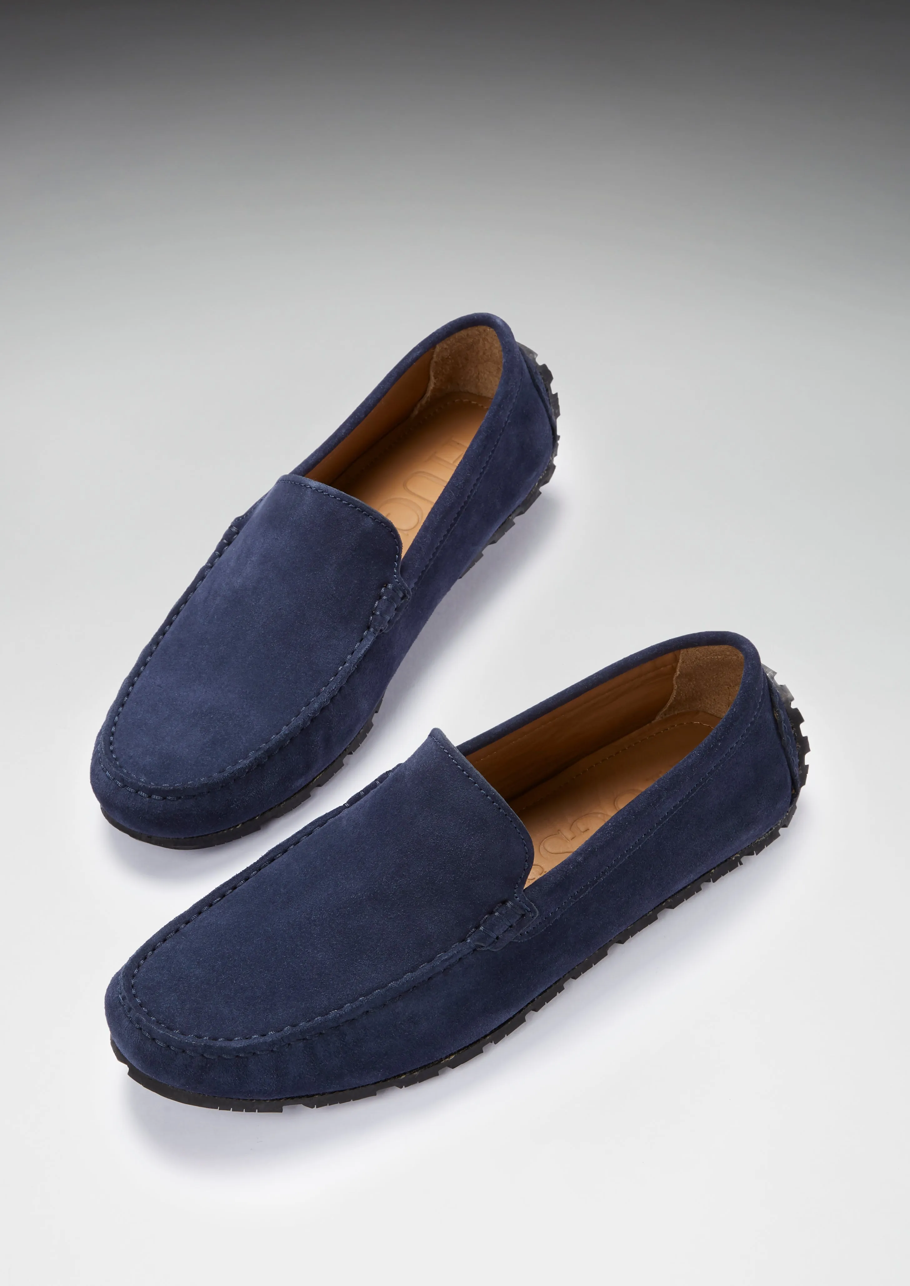 Tyre Sole Driving Loafers, navy blue suede