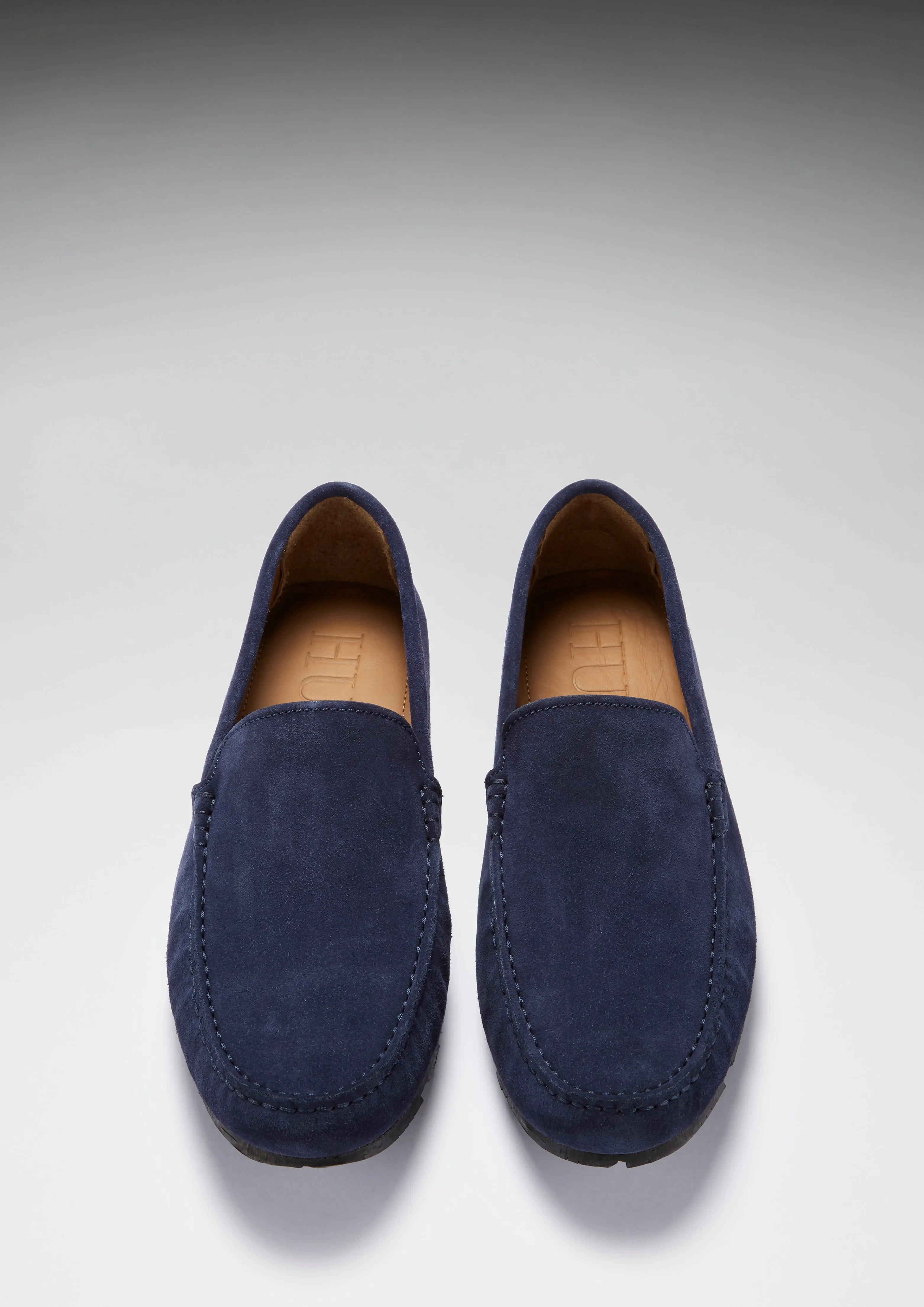 Tyre Sole Driving Loafers, navy blue suede