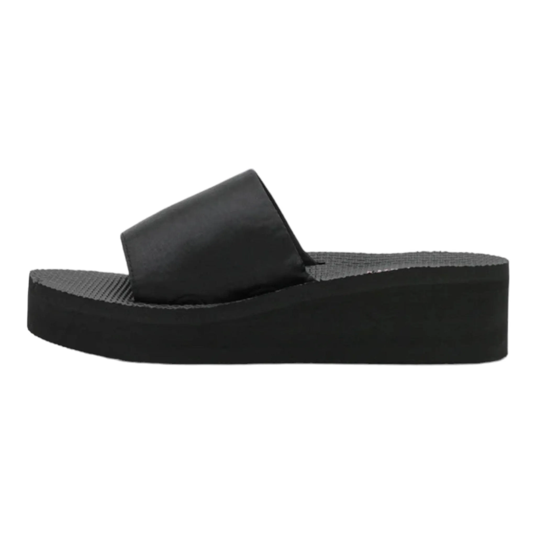 Women's Black Slip On Wedge Sandals